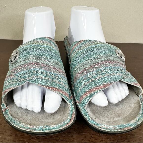 Alegria Sandals Kylee Slip On Leather Seascape Comfort Slides Womens 39/ US 9 - Picture 2 of 11